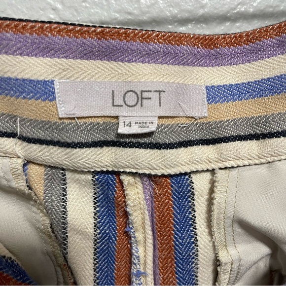 Loft The Riviera Short Linen Cotton Blend Striped in Pastel Size 14 - Picture 6 of 7